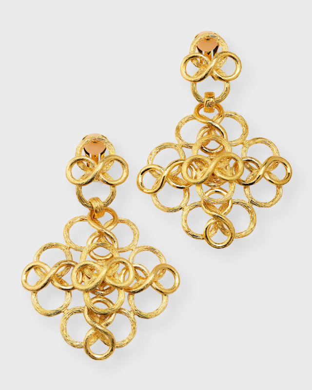 22K Yellow Gold Fancy Swiss Clip-On Drop Earrings
